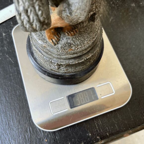 Vintage Pewter Boy with Beehive Statue Painted Folk Art Decor - Picture 11 of 11